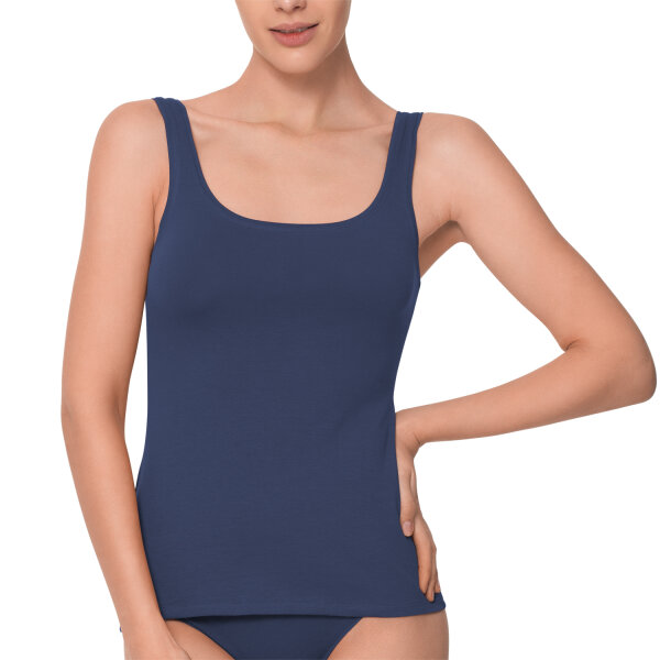 Celodoro Damen Basic Tanktop Achselhemd (1 Stück) Trägertop aus Baumwolle - Navy L