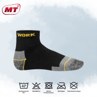 MT Herren Arbeits- und Freizeitsocken (12 Paar) Robuste Work Kurzschaft Socken - Schwarz-Gelb 39-42