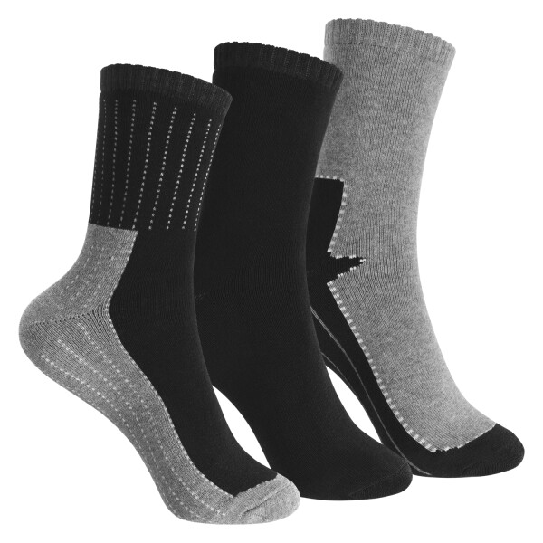 Footstar Kinder Frottee-Socken mit Motiv (3 Paar) Warme Socken mit Thermoeffekt - Schwarz 23-26