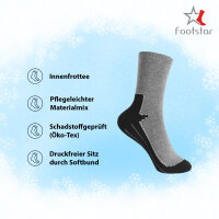 Footstar Kinder Frottee-Socken mit Motiv (3 Paar) Warme Socken mit Thermoeffekt - Schwarz 23-26