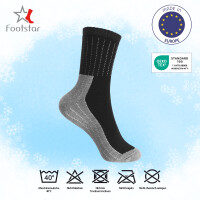 Footstar Kinder Frottee-Socken mit Motiv (3 Paar) Warme Socken mit Thermoeffekt - Schwarz 23-26