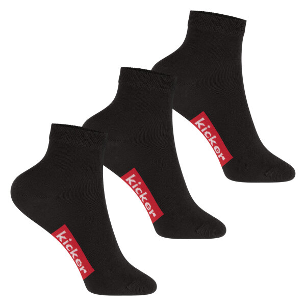 kicker Kinder Kurzschaft Socken (3 Paar) Schwarz 27-30