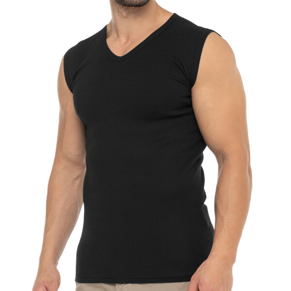 Celodoro Herren Business Muskelshirt V-Neck (1 Stück) Feinripp Top - Schwarz M