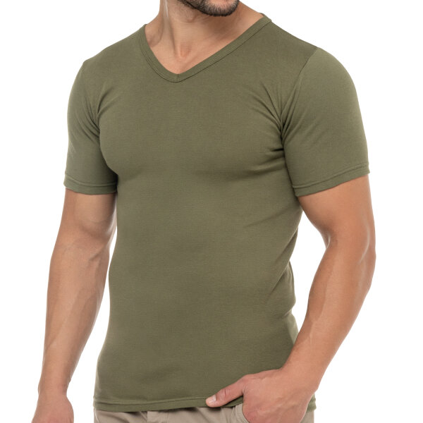 Celodoro Herren Business T-Shirt V-Neck (1 Stück) - Olive M