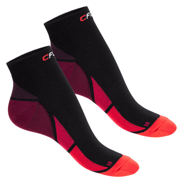 CFLEX Herren & Damen Sport Kompressionssocke (2 Paar), Kurzschaft Socken - Schwarz-Rot 39-42