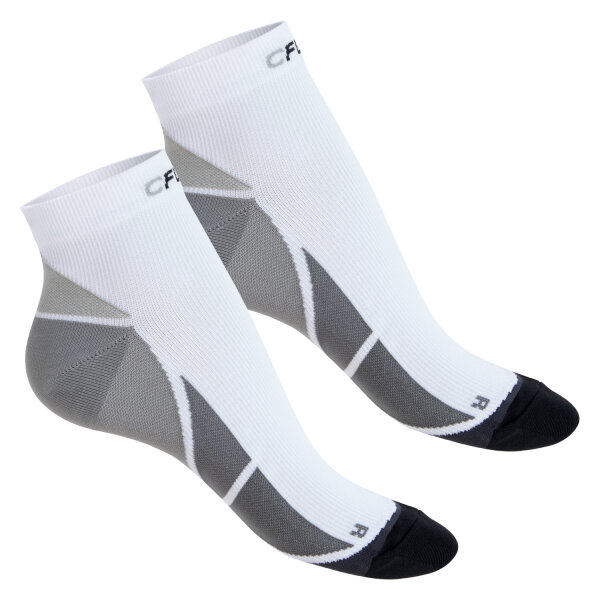 CFLEX Herren & Damen Sport Kompressionssocke (2 Paar), Kurzschaft Socken - Weiss-Grau 39-42