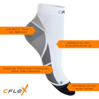 CFLEX Herren & Damen Sport Kompressionssocke (2 Paar), Kurzschaft Socken - Weiss-Grau 39-42