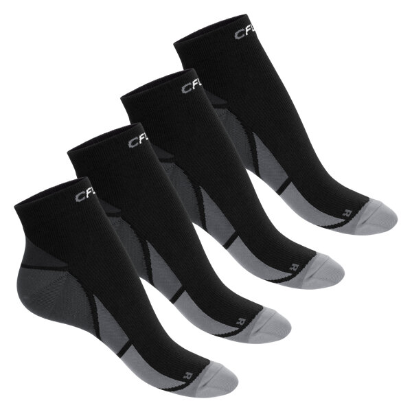 CFLEX Herren & Damen Sport Kompressionssocke (4 Paar), Kurzschaft Socken - Schwarz-Grau 35-38