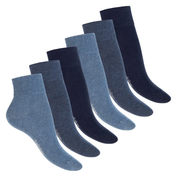 Footstar Damen & Herren Gesundheits Kurzschaft Socken (6 Paar) Nahtfreie Diabetiker Kurzsocken - Blau 39-42