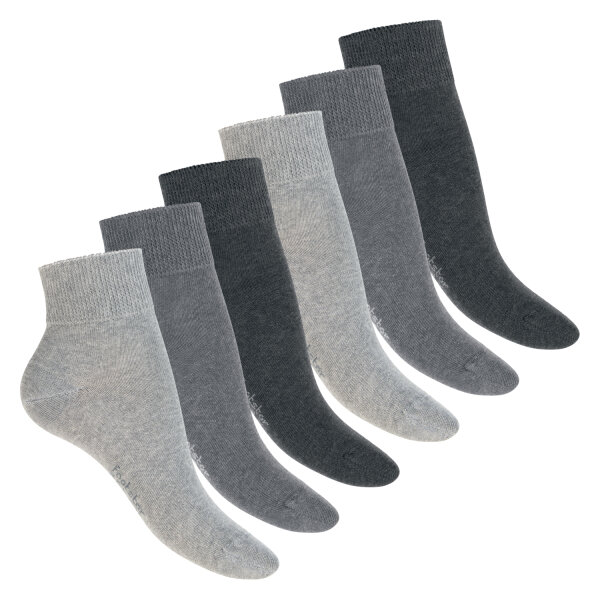 Footstar Damen & Herren Gesundheits Kurzschaft Socken (6 Paar) Nahtfreie Diabetiker Kurzsocken - Classic Grey 39-42