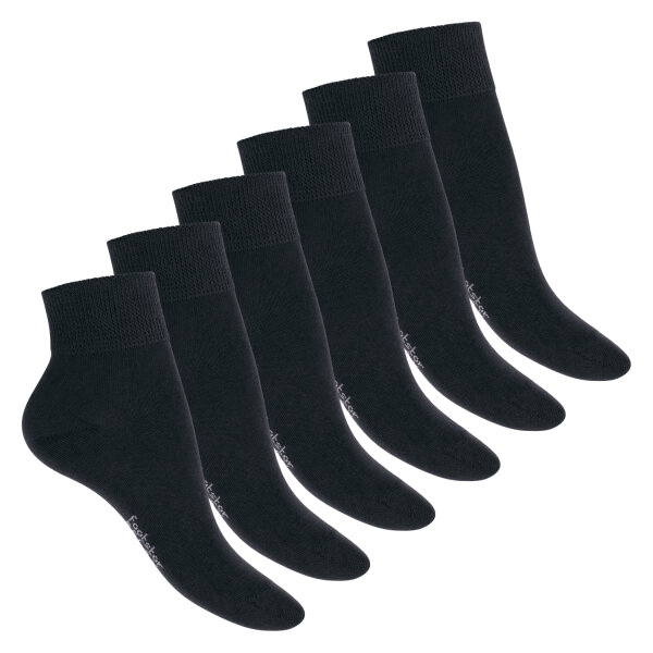 Footstar Damen & Herren Gesundheits Kurzschaft Socken (6 Paar) Nahtfreie Diabetiker Kurzsocken - Schwarz 39-42