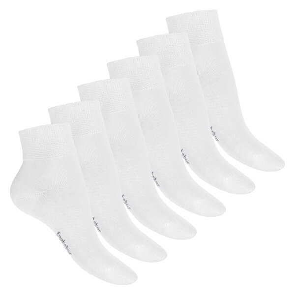 Footstar Damen & Herren Gesundheits Kurzschaft Socken (6 Paar) Nahtfreie Diabetiker Kurzsocken - Weiß 35-38