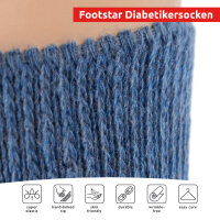 Footstar Damen & Herren Gesundheits Socken (6 Paar) Nahtfreie Diabetikersocken - Blau 35-38