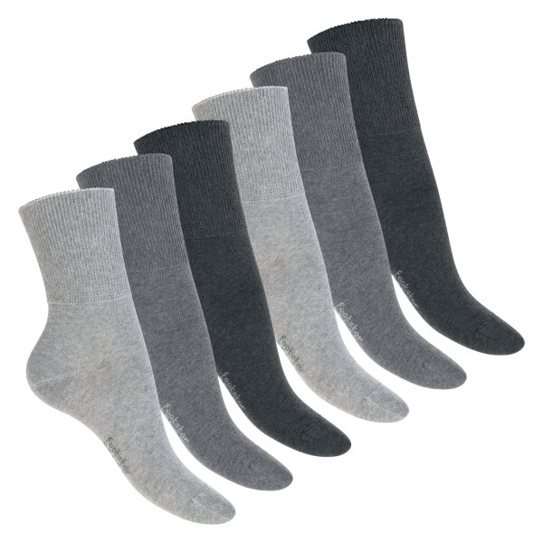 Footstar Damen & Herren Gesundheits Socken (6 Paar) Nahtfreie Diabetikersocken - Classic Grey 47-50