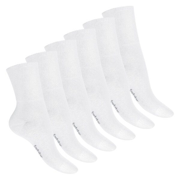 Footstar Damen & Herren Gesundheits Socken (6 Paar) Nahtfreie Diabetikersocken - Weiß 35-38