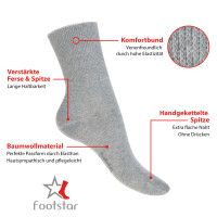 Footstar Damen & Herren Gesundheits Socken (6 Paar) Nahtfreie Diabetikersocken - Weiß 35-38