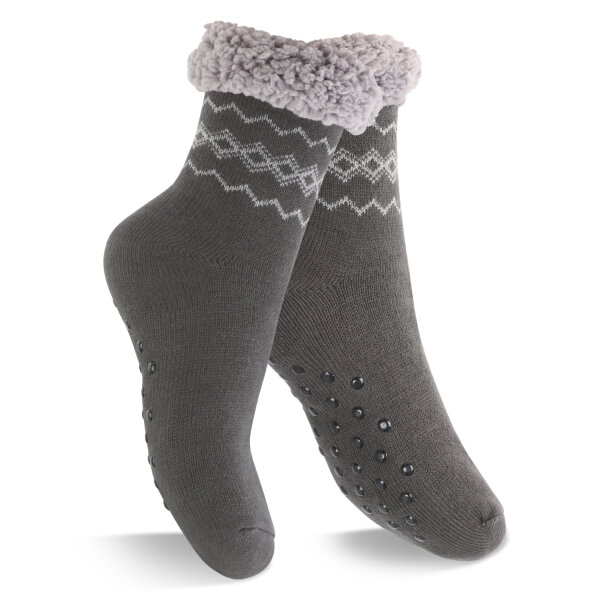 Footstar Damen und Herren Winter Haussocken (1 Paar) Kuschelsocken - Anthrazit 35-38