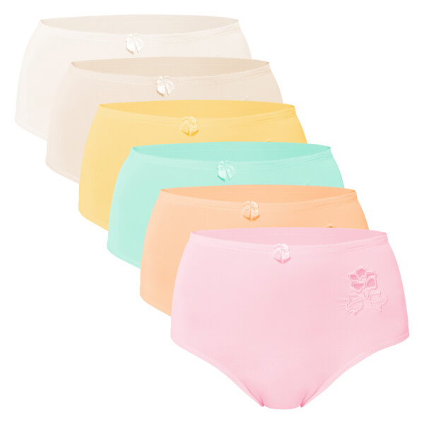 Celodoro Damen Taillenslip (6er Pack) Microfaser-Slip mit Stickerei - Pastelltöne 44-46