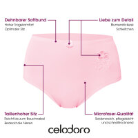 Celodoro Damen Taillenslip (6er Pack) Microfaser-Slip mit Stickerei - Pastelltöne 44-46