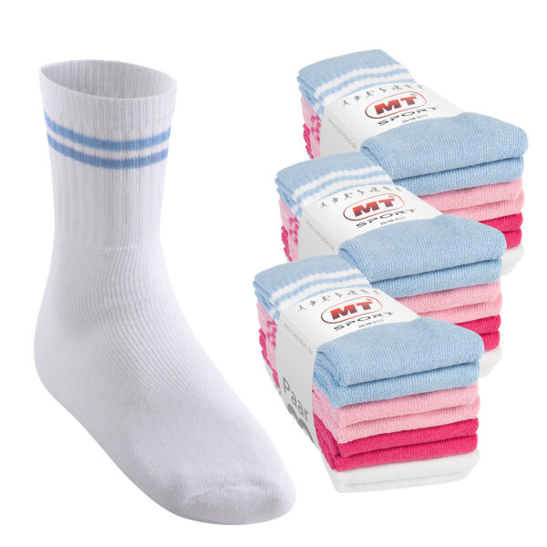 MT Damen und Herren Sport- und Freizeitsocken (24 Paar) Tennissocken - Pastell 35-38