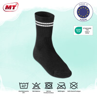 MT Damen und Herren Sport- und Freizeitsocken (24 Paar) Tennissocken - Schwarz-Whitestripe 35-38