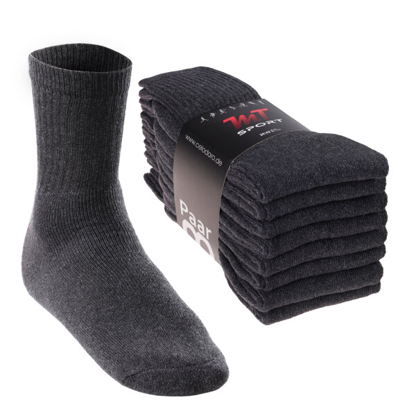 MT Damen und Herren Sport- und Freizeitsocken (8 Paar) Tennissocken - Anthrazit 43-46