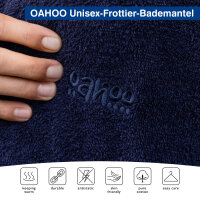 OAHOO Damen und Herren Frottee Bademantel mit Kapuze (1 Stück) Extra-langer Schnitt - Dresden Blue 3XL