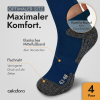 Celodoro 4 Paar Wandersocken, Arbeitssocken & Sportsocken (43-46, blau-grün) - verstärkte Unisex Socken für Damen & Herren - atmungsaktive Anti-Schweiß Funktionssocken für Sport, Wandern, Arbeit