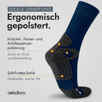 Celodoro 4 Paar Wandersocken, Arbeitssocken & Sportsocken (43-46, blau-grün) - verstärkte Unisex Socken für Damen & Herren - atmungsaktive Anti-Schweiß Funktionssocken für Sport, Wandern, Arbeit