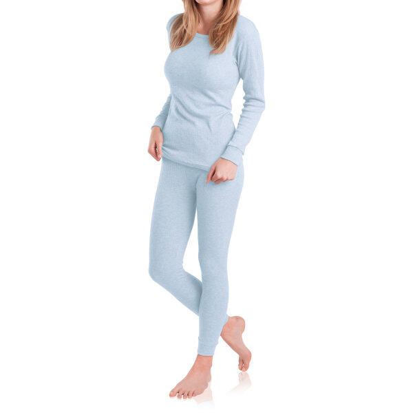 MT Damen Ski- & Thermowäsche Set - warme Unterwäsche Langarm mit weicher Innenseite - Ice Blue XL