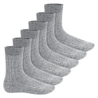 Footstar Herren Winter Wollsocken (6 Paar) Norweger Socken mit Frottee Plüschsohle - Hellgrau 35-38