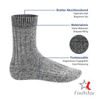 Footstar Herren Winter Wollsocken (6 Paar) Norweger Socken mit Frottee Plüschsohle - Hellgrau 35-38