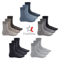 Footstar Herren Winter Wollsocken (6 Paar) Norweger Socken mit Frottee Plüschsohle - Braun 35-38