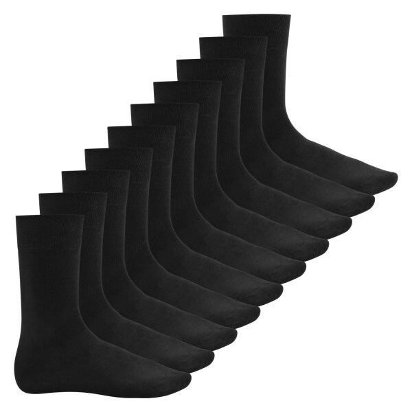 Footstar Herren Baumwollsocken (10 Paar) Handgekettelte flache Spitze - Everyday! - Schwarz 39-42