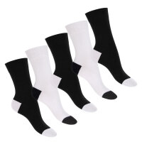 Footstar Damen und Herren Baumwoll-Socken (10 Paar) mit abgesetzter Ferse und Spitze - Schwarz Weiß 35-38